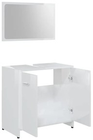 Set mobili da bagno 4 pz bianco lucido in truciolato