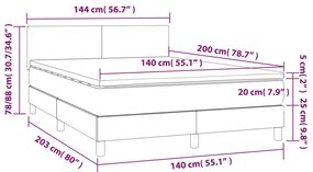 Letto a Molle con Materasso e LED Grigio Scuro 140x200 cm