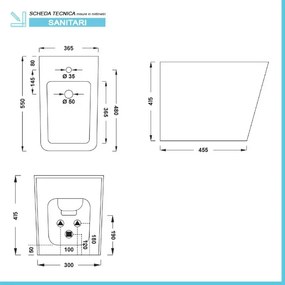 Sanitari filomuro Rimless serie Malaga completo di sedile rallenty