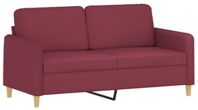 Set di divani 2 pz con cuscini rosso vino in tessuto