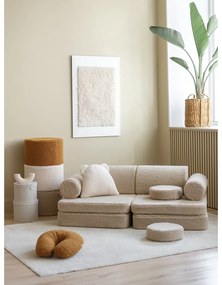 Divano per bambini marrone chiaro con rivestimento in bouclé 132 cm Settee – Wigiwama