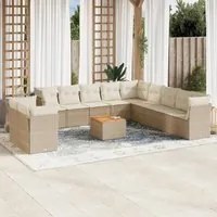 Set Divani da Giardino 12 pz con Cuscini Beige in Polyrattan 3256058