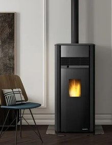 Palazzetti Aurora 9 US Pro 2 Stufa ermetica a Pellet ad aria Ecofire in ghisa e acciaio Nero