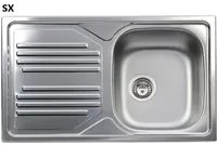 Lavello incasso acciaio inox 1 vaschetta cm 86 gocciolatoio sx