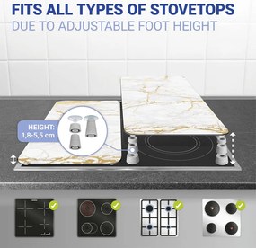 Set di 2 copri stufe in vetro in marmo bianco-oro, 52 x 30 cm Universal - Wenko