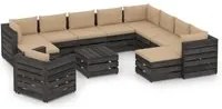 Set Divani da Giardino con Cuscini 12pz Legno Impregnato Grigio cod mxl 44013