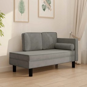 Sdraio Con Cuscini E Capezzale Grigio Chiaro İn Velluto /