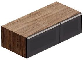 Mobile da bagno sotto lavabo Star noce - nero/vetro dark grey L 100.3 x H 30 x P 46 cm 2 cassetti, lavabo non incluso