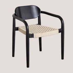 Sedia Da Giardino Vintage In Legno Naele Con Braccioli Nero - Beige Crema - Sklum