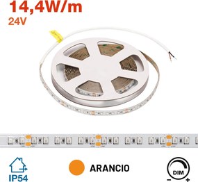 Striscia LED 24V 144W/m Luce Arancione - IP54 - 5 metri