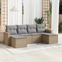 Set Divano da Giardino 6 pz con Cuscini Beige in Polyrattan 3219309