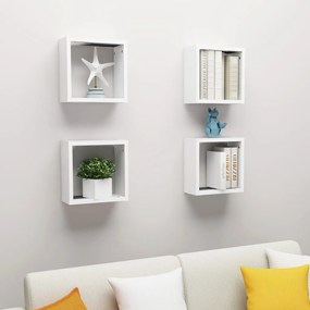 Mensole Parete A Cubo 4 Pz Bianche 30x15x30 Cm /
