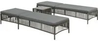 Lettini Prendisole 2 pz con Tavolino in Polyrattan Grigio cod mxl 23397