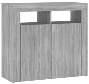 Credenza con Luci LED Grigio Sonoma 80x35x75 cm