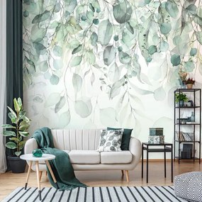 Carta Da Parati Fronde pendenti (verde) in TNT LISCIA- 240x300 cm