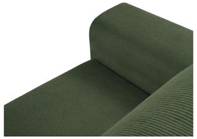Divano angolare verde allungabile e con contenitore (con penisola a destra/con chaise lounge) con rivestimento in velluto a coste Kyoto – Cosmopolitan Design