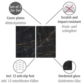 Set di copri fornelli in vetro temperato 2 pz 30x52 cm Marble – Allstar