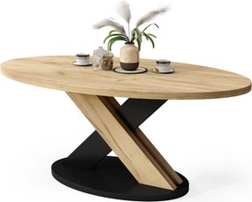 Tavolino da salotto ovale LOXA Rovere Craft Dorato / Nero - TAVOLINO DA SALOTTO 120x65 cm