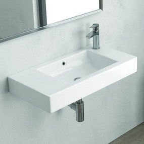 Lavabo sospeso 70 cm con foro miscelatore a destra Litos-MN70 - KAMALU