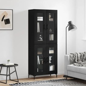 Credenza Nera 69,5x34x180 Cm İn Legno Multistrato /