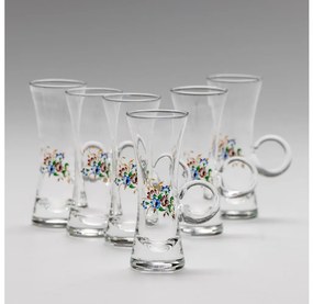 Set 6x Bicchiere da liquore con manico limpido con motivo a bouquet no 2