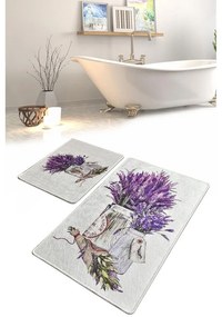 Set di tappetini per il bagno viola/grigio chiaro 2 pz 60x100 cm Purpura – Foutastic
