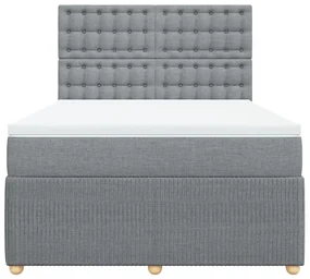 Giroletto a molle con materasso grigio chiaro 140x200cm tessuto