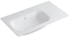 Lavabo a incasso rettangolare vasca a sinistra L 80.5 x H 15 x P 46 cm in resina bianco lucido
