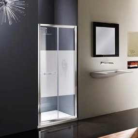 Porta doccia pieghevole L 115-120 cm x H 195 cm per nicchia in vetro trasparente SP. 8 mm, profilo lucido cromo, serie Namara