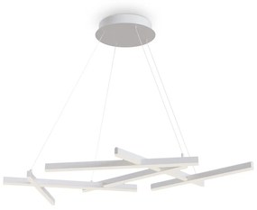 Lampadario A Sospensione Moderno Line Alluminio Bianco 6 Luci Led 79W