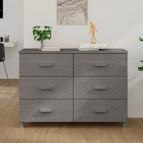 Credenza Hamar Grigio Chiaro 113x40x80cm Legno Massello Di Pino /