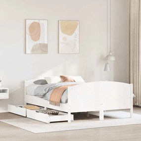 Letto Senza Materasso Bianco 140x200 Cm Legno Massello Di Pino /
