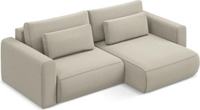 Divano angolare beige allungabile/con contenitore (con penisola a destra/con chaise lounge) con rivestimento in velluto Kapua – Makamii