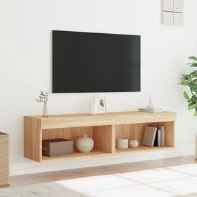 Mobili tv con luci led 2pz rovere sonoma 60x30x30 cm