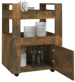 Carrello da cucina rovere fumo 60x45x80 cm legno multistrato