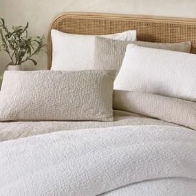 Set copripiumino e federa marrone chiaro in crêpe per letto matrimoniale 200x200 cm Crinkle Seersucker – Catherine Lansfield