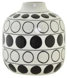 Vaso DKD Home Decor Porcellana Nero Bianco Moderno Cerchi 16 x 16 x 18 cm