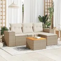 Set Divano da Giardino 5 pz con Cuscini Beige in Polyrattan 3257745