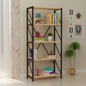 Libreria Industrial 5 Ripiani 64x30x150 Frida Rovere Chiaro