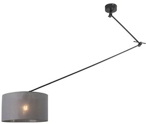 Lampada a sospensione nera con paralume 35 cm grigio scuro regolabile - Blitz