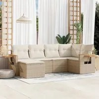 Set Divano da Giardino 6 pz con Cuscini Beige in Polyrattan 3227017