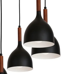 Lampadario a sospensione con filo NOAK WOOD 5xE27/60W/230V nero/legno scuro
