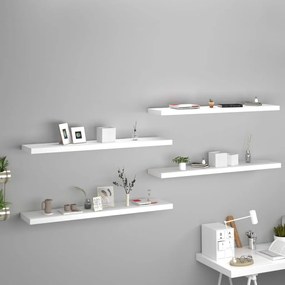 Scaffali A Parete 4 Pz Bianchi 120x23,5x3,8 Cm İn Mdf /