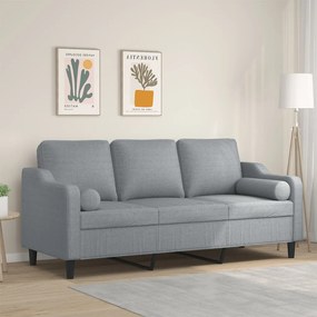 Divano A 3 Posti Con Cuscini Grigio Chiaro 180 Cm İn Tessuto /