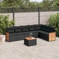 Set Divani da Giardino con Cuscini 8 pz Nero in Polyrattan 3260116