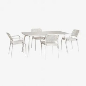 Set tavolo da pranzo e 4 sedie Arhiza Gardenia Bianco - Sklum