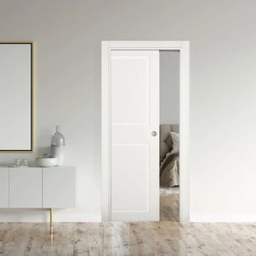 Porta tamburata scorrevole Refine con specchio bianco L 80 x H 210 cm tirare a sinistra