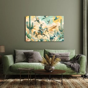 Quadro su tela – Cowboy nel paesaggio desertico