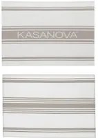 Set 2 strofinacci cucina 50x70 cm righe cotone tortora