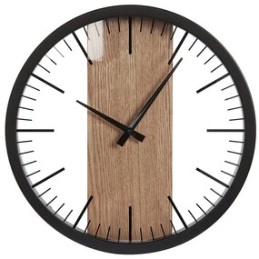 Orologio da parete nero/legno chiaro ø 38 cm VILLORA Beliani